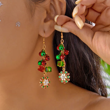 Xmas Tree Earrings for Women | Snowflake Xmas Tree Beads Long Earring | New Year Gifts