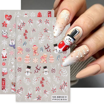 1PCS 5d Christmas Nails | Cartoon Snowman Santa Claus Winter Christmas Nail Art