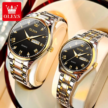 OLEVS Luxury Couple Watch For Men Women Stainless Steel Original Watches | Couple Wrist Watches