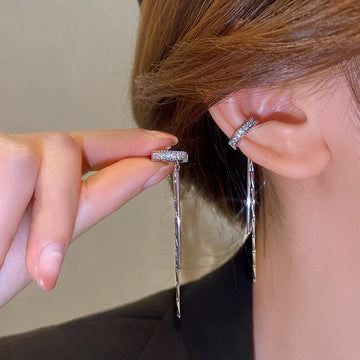 Ear Cuff Earrings | Rhinestone Chain Fake Cartilage Piercing Jewelry