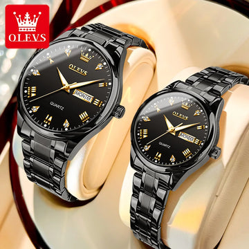 OLEVS 5563 Luxury Quartz Wristwatch For Couple | Dual Calendar Waterproof Hand Clock