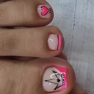 24 Pcs Toe Nails Set Shell Design Decorated