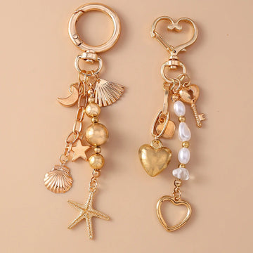 Teachers Day Gift Ideas For Female | Pretty Alloy Love Heart Key Chain Shell Starfish Key Ring Pendants