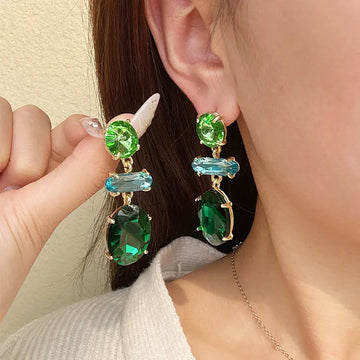 Luxury earrings for women | Fashion Shiny Zircon Geometrics Tassel Earrings