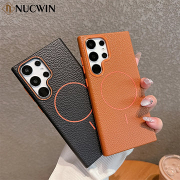 Lychee Samsung Galaxy s25 Case | S24FE S25 Magnetic Shockproof Back Cover
