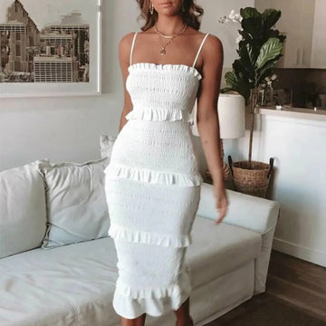Ladies' Solid Color Strappy Wrap Dress