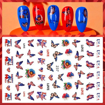 3D USA Flag Nail Stickers for Independence Day Style