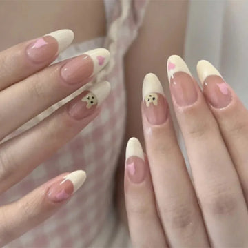 24 Heart Almond Nails | Medium Press on Nails | Long False Nails