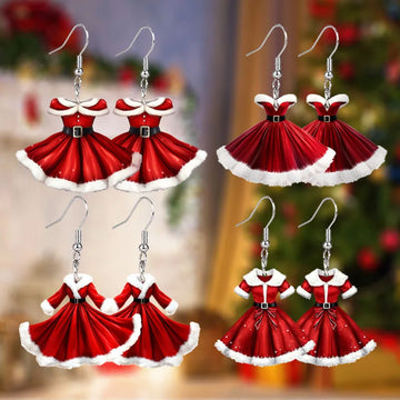 Christmas Earrings Ideas | Christmas Red Princess Dress Acrylic Earrings | Women Ear Jewelry