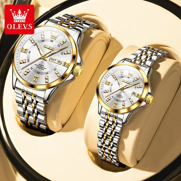 OLEVS Brand Couple Watch | Waterproof Fashion Luxury Quartz Date Watch