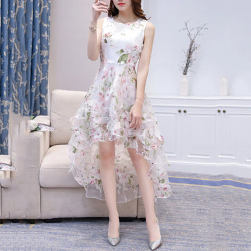 Elegant Floral Chiffon Swing Dress for Women