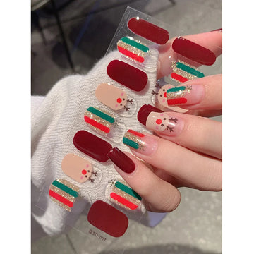 Snowflake Gel Nails | Semi-cured Gel Nail Wrap Sticker Long-lasting UV Lamp French Nail Decal Waterproof