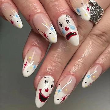 24Pcs Halloween Almond Shape Nails | Full Cover Easter Bat Spider Cool Y2k Fake Nails | Manicure Nail Tips Art