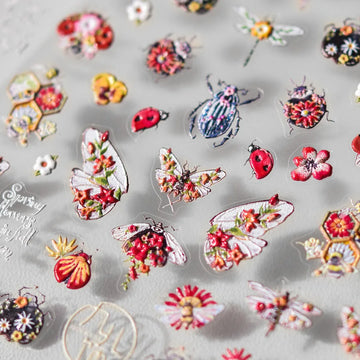 5D Relief Beautiful Bright-coloured Ladybug Nail Stickers