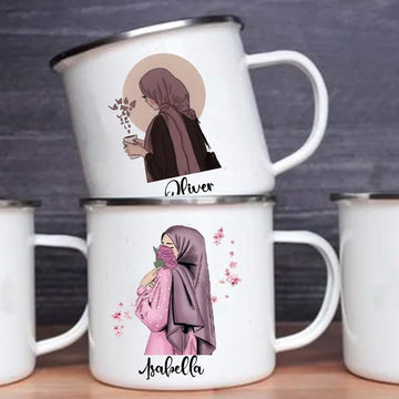 Personalised Hijabi Girl Printed Coffee Mug With Handle Eid Gifts