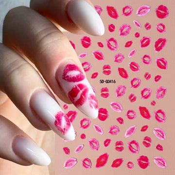 1sheet kiss valentine's day nails Slider DIY Romantic Nail Decor
