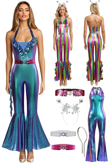 80s Disco Jumpsuit | Headband Dance Stage | Halloween Carnival Party Clothes