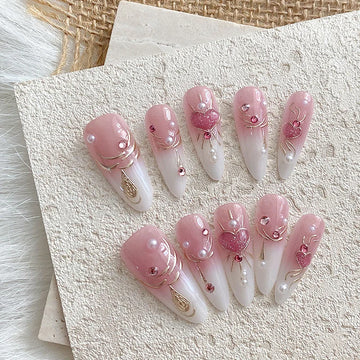 10 Almond Nail Inspo pinterest | Beautiful fake nails, cherry blossom powder gradient