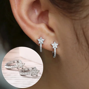 Earrings with Dazzling CZ Simple Ear Accessories for Women | Silver Color Exquisite Girls Jewelry