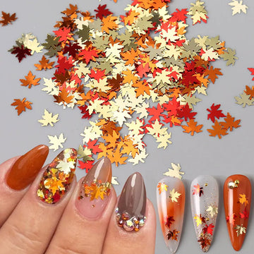 1 Unit Fall Floral Nails | Mixed Colored Maple Leaf Nail Art | Fall Nail Decor