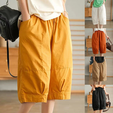 Women's Cotton Linen Shorts with Pockets