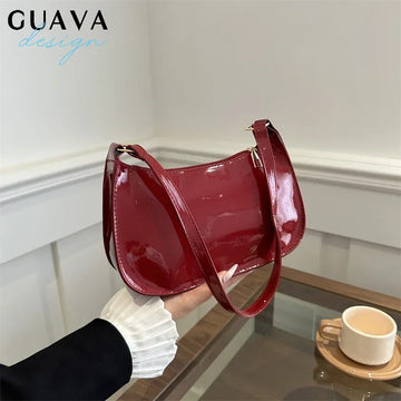 Retro Solid Color Leather Underarm Bag | Women's Fashion Handbags