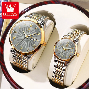 OLEVS Brand Couple Luxury Watches | Stainless Steel Waterproof Mechanical Wristwatches Fashion Lover Watch