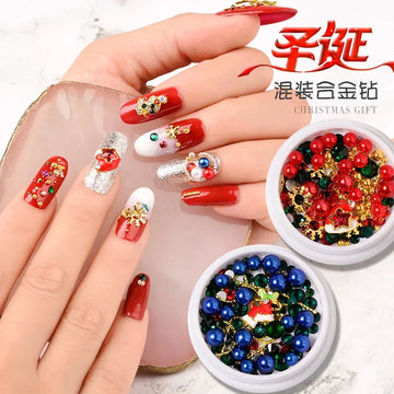1Box Christmas 3d Nail Art | Rhinestones Xmas Festival Elements Jewelry Nail Parts