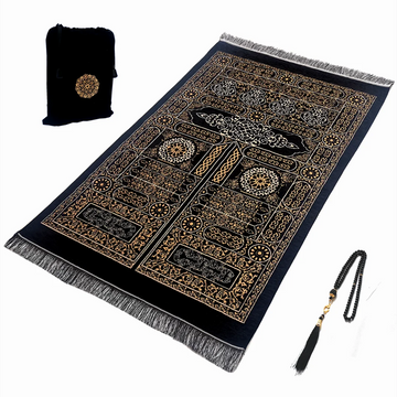 Prayer mat with muslim prayer beads and gift bag travel | prayer rug hajji gift sets