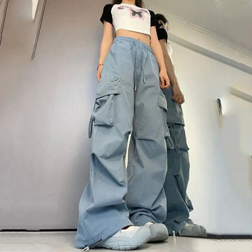 90s Pants Style High Waist | Big Pocket Drawstring Loose Streetwear Fashion Baggy Pant
