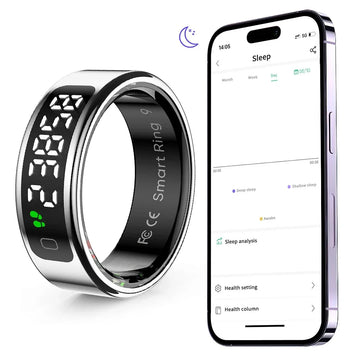 Android & iOS | Smart Ring With Screen and Touch Fitness & Sleep Monitor 5 ATM Waterproof Fitness Ring