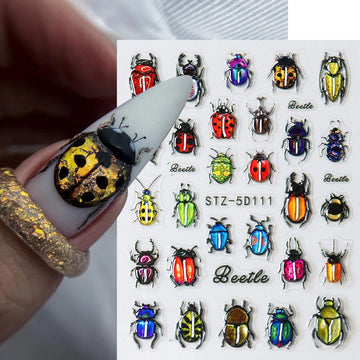 5D Beetle Ladybug Nail Art Sticker Decals Cartoon Insert