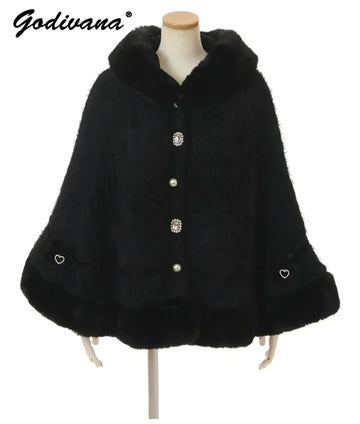 Japanese Sweet Soft Thick Women's Double-Layer Knitted Winter Warm Jacket