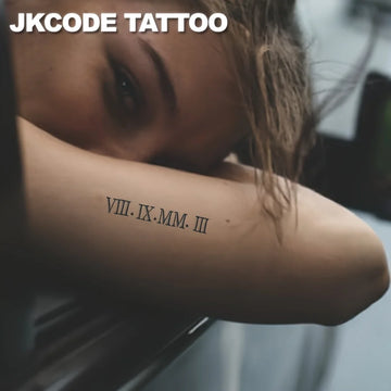 Waterproof Semi Permanent Tattoos | Sketch Hands, Roman Numerals - Temporary Tattoos