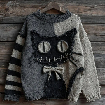 3d Digital Printing Sweater | Halloween Sweaters for women | Patchwork Print Knit Top