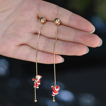 New Design Asymmetric Snowflake Christmas Boot Hat Drop Earrings for Women | long xmas earrings