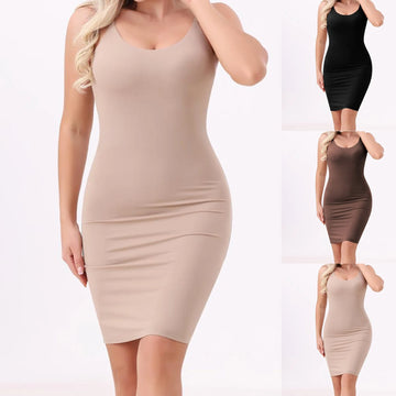 Tummy Control Body Shaper with O-Neck and Adjustable Straps