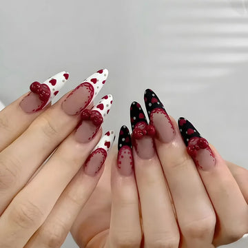 10 Red And Pink Valentines Day Nails | French Fake Nails Love Valentine's Day Gift for Girl False Nails Patches