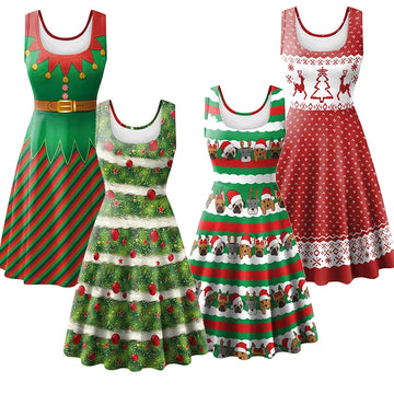 Ugly Christmas Dress Women Crewneck Green | Christmas party dress casual