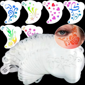 16pcs Facial Painting Cartoon Flower Heart | Spiderweb Face Tattoo