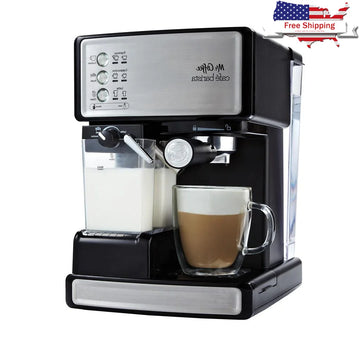 Stainless Steel Espresso Cappuccino Machine - 15-Bar Pump Home Coffee Maker 3-in-1