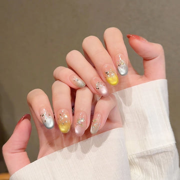 10pcs Cat Eye Nails | Summer Nails Blooming Gel | Removable Reusable