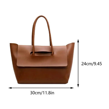 Women Vintage Minimalist Shoulder Tote Bag |Solid Color Fashion Tote Handbag