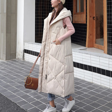 Women Winter Warm Coat Zipper Quilted Jacket Solid With Pockets Long Coats