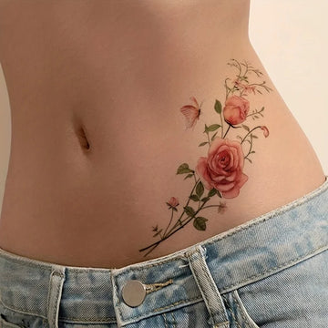 Floral arm tattoo | Large rose flower tattoo | Rose temporary tattoo