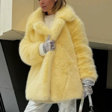 Mid Length Fur Coat | Casual High Quality Fluffy Jacket