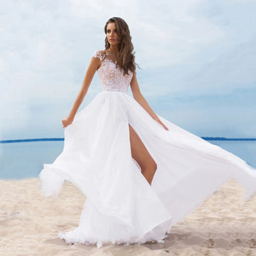 V-Neck Sheer Mesh High Waist Bridesmaid & Evening Wear