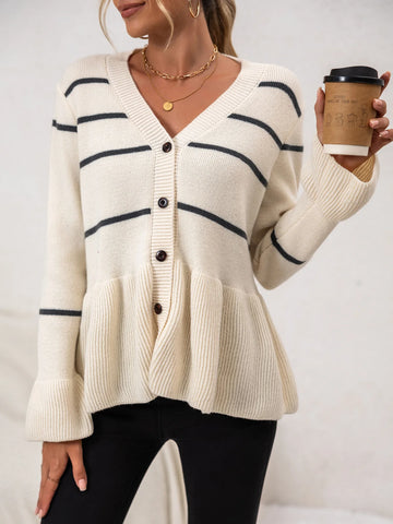 Elegant long sleeve sweater cardigan | Women's New Single Breasted V-neck Cardigan