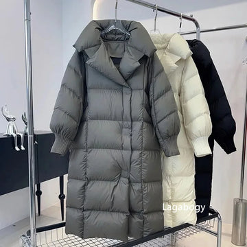 Duck Down Ladies Jackets | 90% White Thicken Puffer Coat Female Loose Parkas