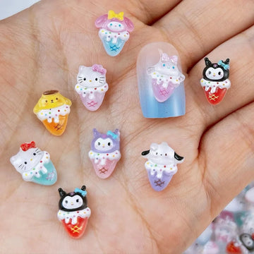 100 Ice Cream Cone Nail Art - Sweet 3D Resin Nail Art Decorations for Cute Summer Manicures